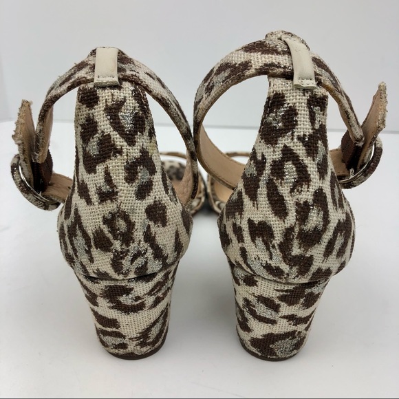 J. Crew Leopard Print Metallic Laila Low Wedge Ankle Strap Sandals 6.5 - Picture 6 of 12
